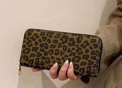 Women’s Vintage Leopard Print Long Wallet with Phone Pocket and Multi-Card Slots
