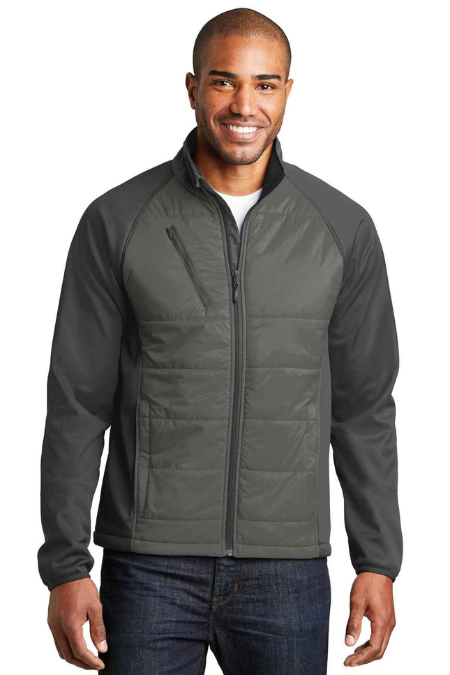 Port Authority Hybrid Soft Shell Jacket J787 Smoke Grey Grey Steel