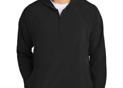 SportTek Repeat 1/2Zip Long Sleeve Hooded Jacket JST488 Black