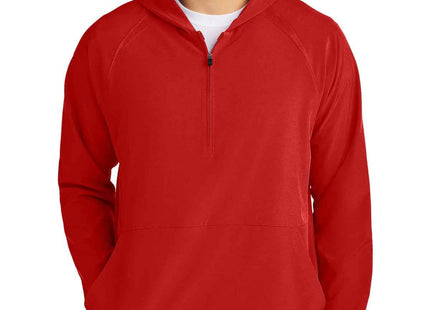 SportTek Repeat 1/2Zip Long Sleeve Hooded Jacket JST488 Deep Red