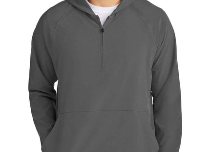 SportTek Repeat 1/2Zip Long Sleeve Hooded Jacket JST488 Iron Grey