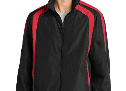 SportTek Colorblock Raglan Jacket JST60 Black True Red