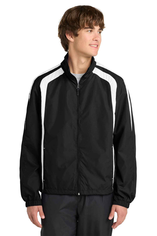 SportTek Colorblock Raglan Jacket JST60 Black White
