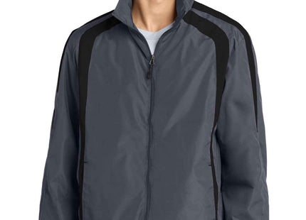 SportTek Colorblock Raglan Jacket JST60 Graphite Black