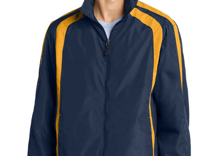 SportTek Colorblock Raglan Jacket JST60 True Navy Gold