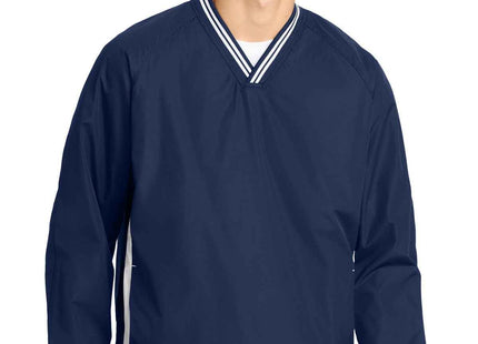 SportTek Tipped VNeck Raglan Wind Shirt JST62 True Navy White