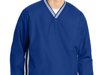 SportTek Tipped VNeck Raglan Wind Shirt JST62 True Royal White
