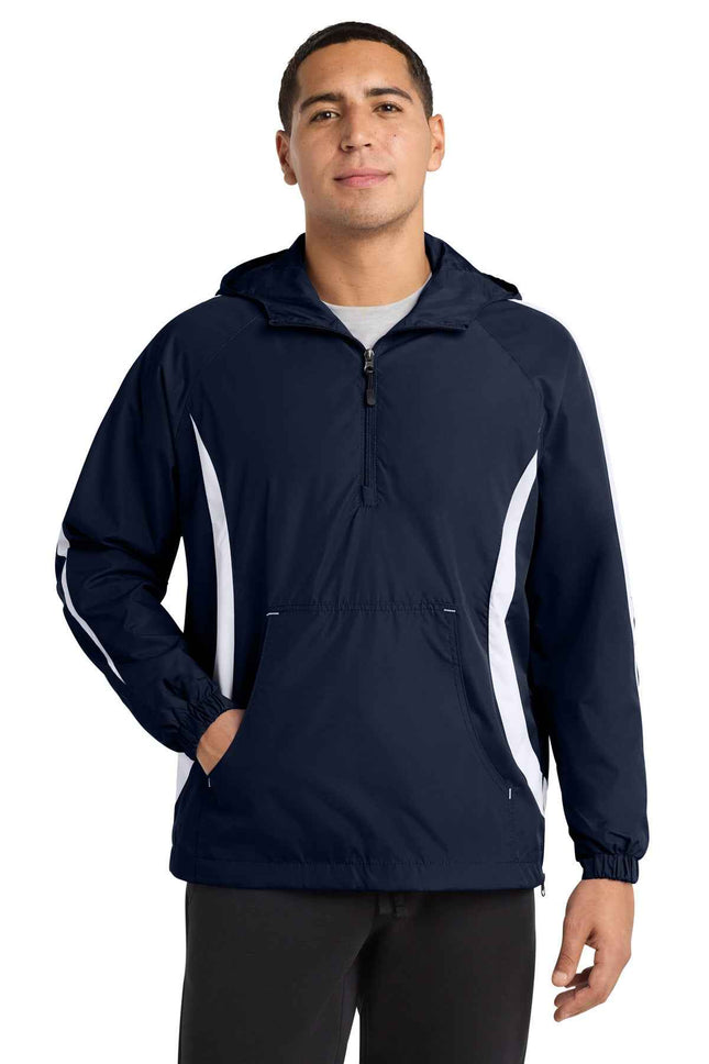 SportTek Colorblock Raglan Anorak JST63 True Navy White