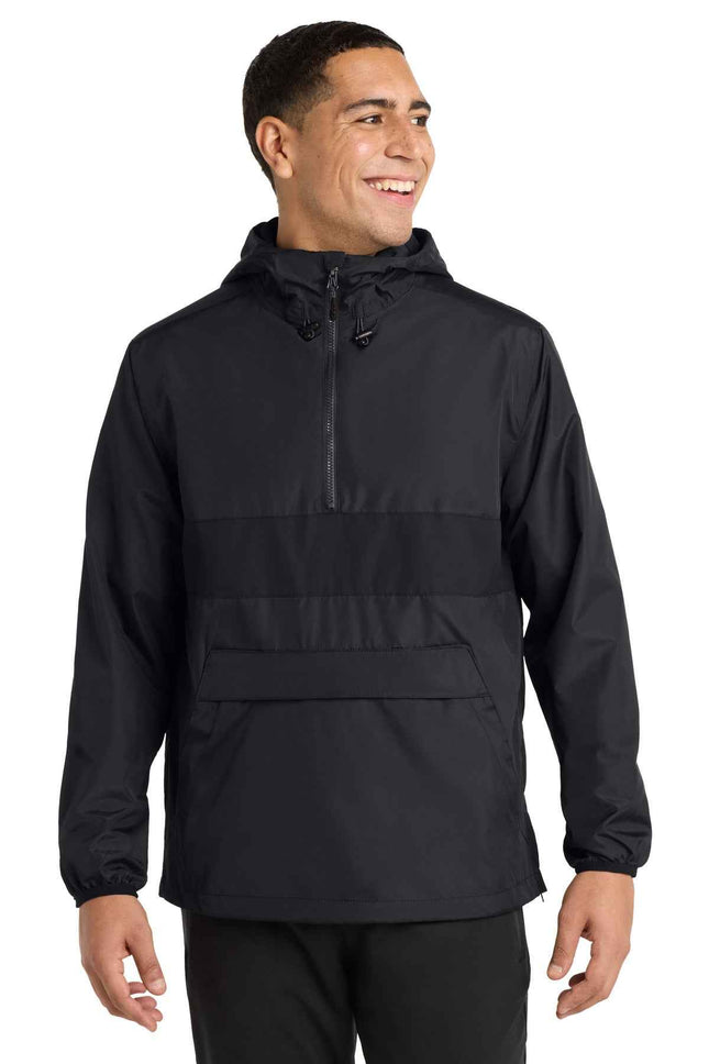 SportTek Zipped Pocket Anorak JST65 Black Black