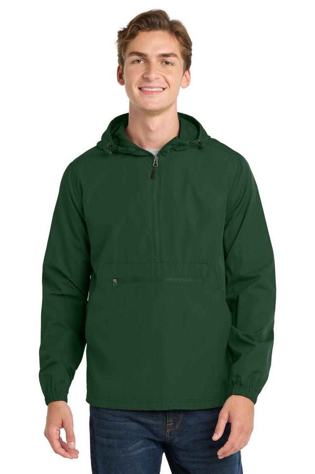 SportTek Packable Anorak JST66 Forest Green