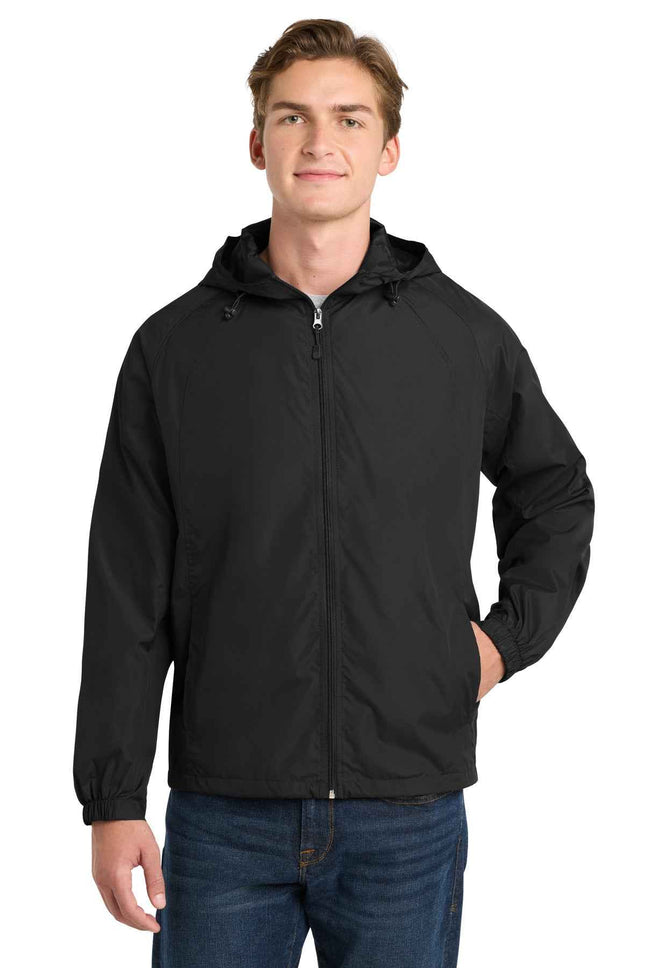 SportTek Hooded Raglan Jacket JST73 Black