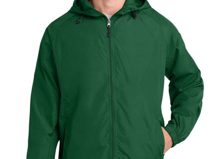 SportTek Hooded Raglan Jacket JST73 Forest Green