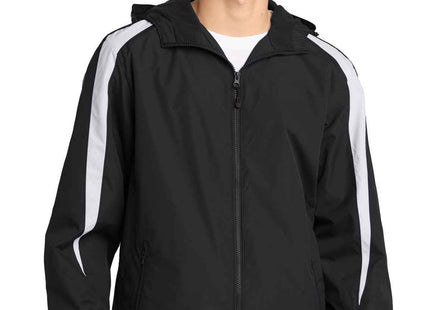SportTek FleeceLined Colorblock Jacket JST81 Black White