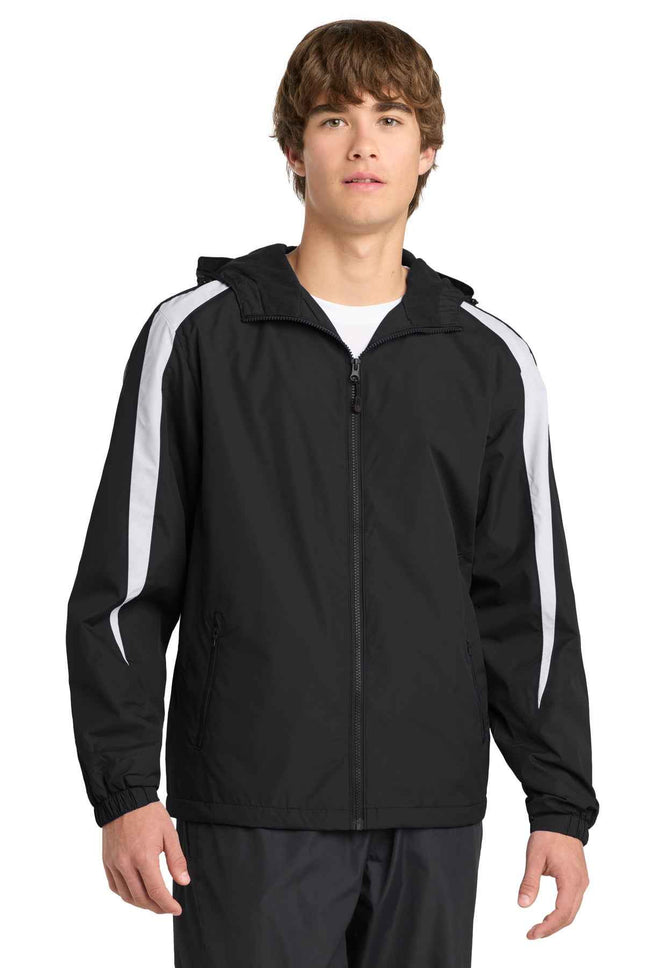SportTek FleeceLined Colorblock Jacket JST81 Black White