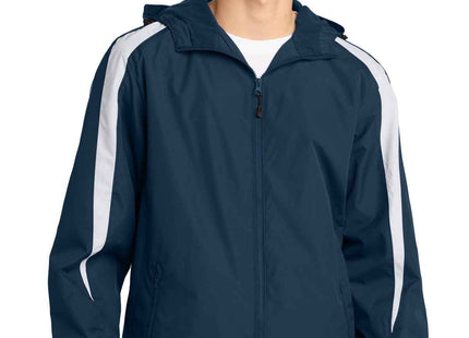 SportTek FleeceLined Colorblock Jacket JST81 True Navy White