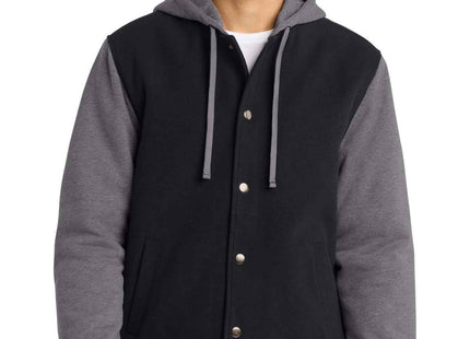SportTek Insulated Letterman Jacket JST82 Black Vintage Heather