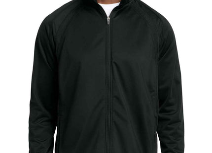 SportTek Tricot Track Jacket JST90 Black Black