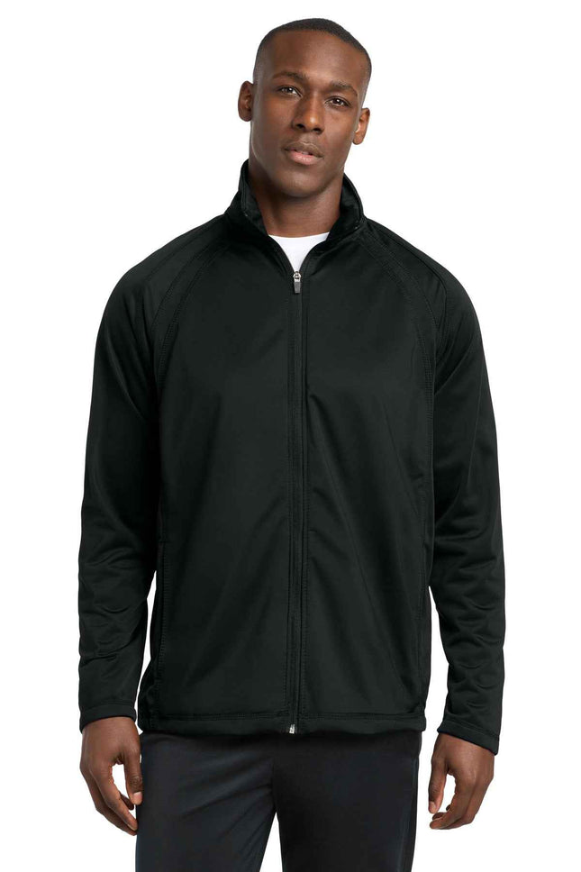 SportTek Tricot Track Jacket JST90 Black Black