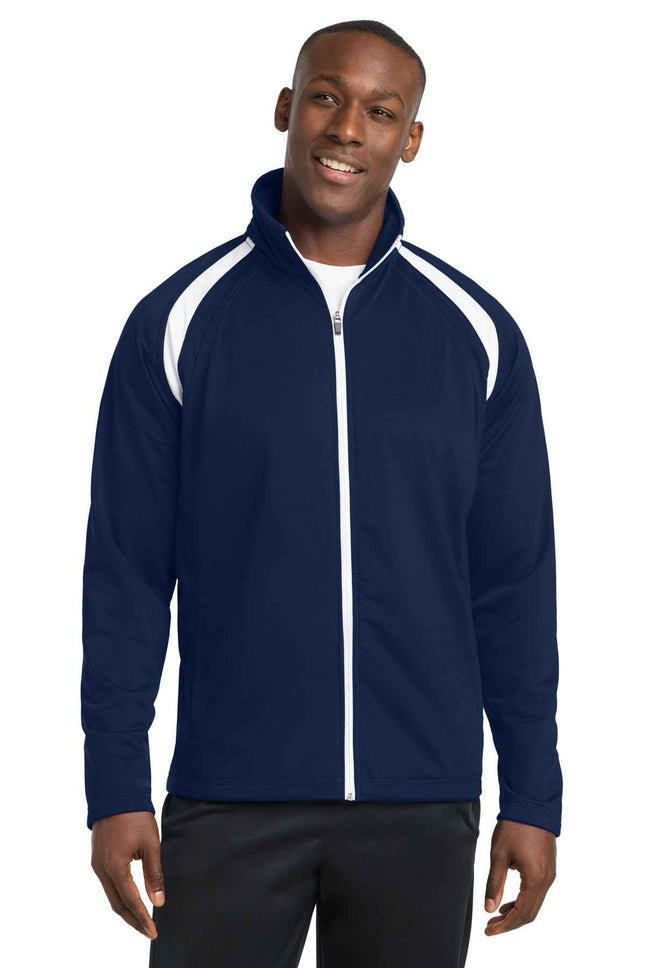 SportTek Tricot Track Jacket JST90 True Navy White