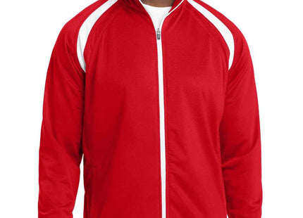 SportTek Tricot Track Jacket JST90 True Red White