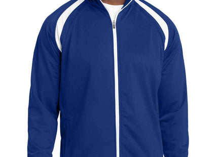 SportTek Tricot Track Jacket JST90 True Royal White