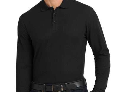 Port Authority Long Sleeve Core Classic Pique Polo K100LS Deep Black