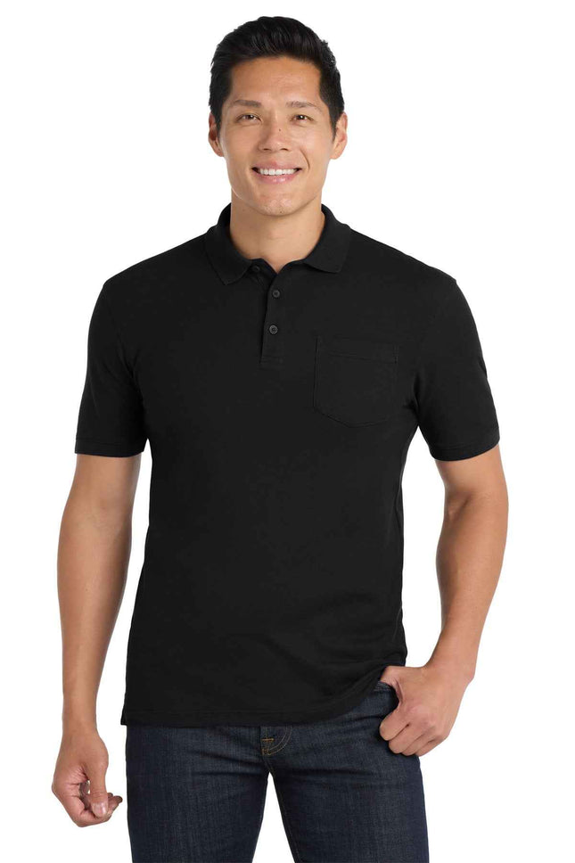 Port Authority Core Classic Pique Pocket Polo K100P Deep Black