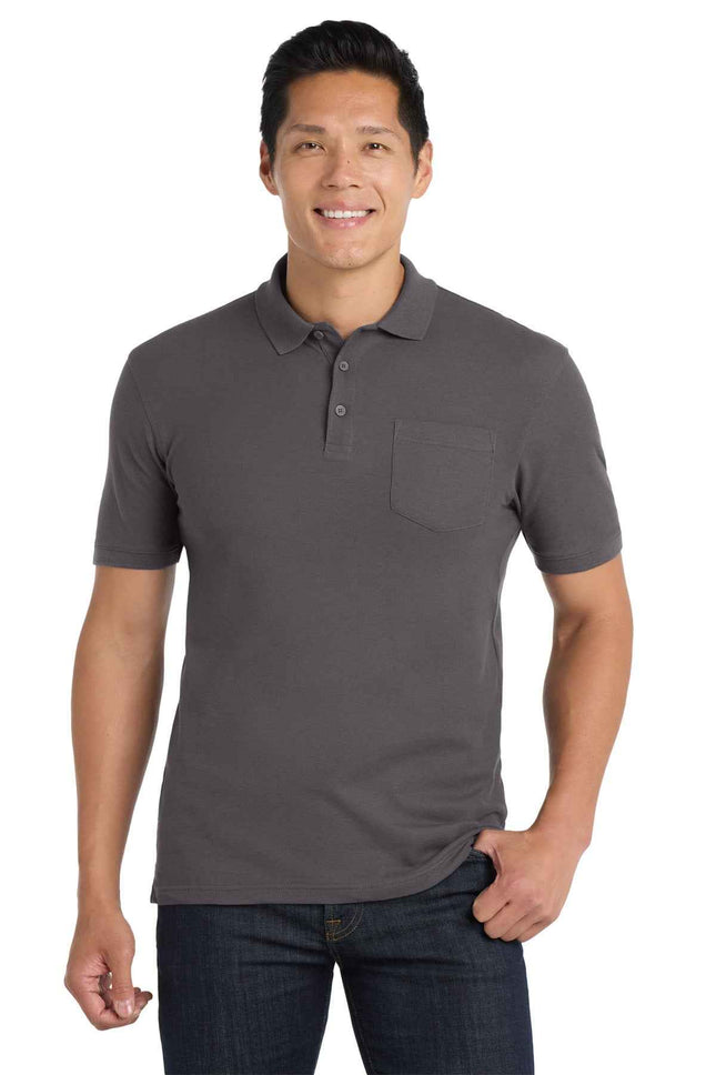Port Authority Core Classic Pique Pocket Polo K100P Graphite