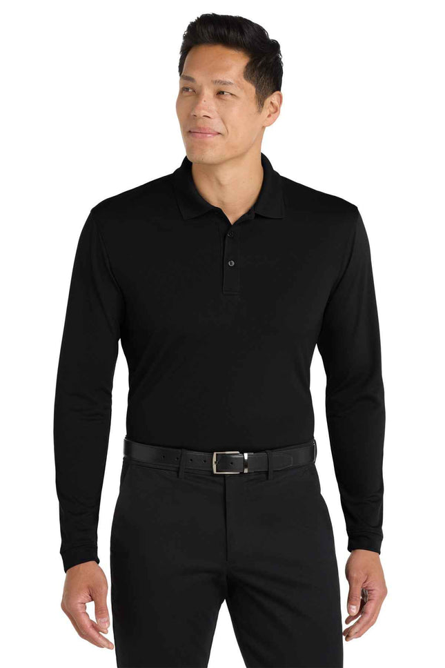 Port Authority Dry Zone UV MicroMesh Long Sleeve Polo K110LS Deep Black