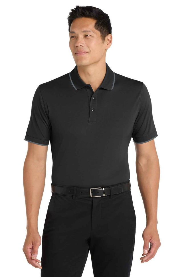Port Authority Dry Zone UV MicroMesh Tipped Polo K111 Deep Black Graphite