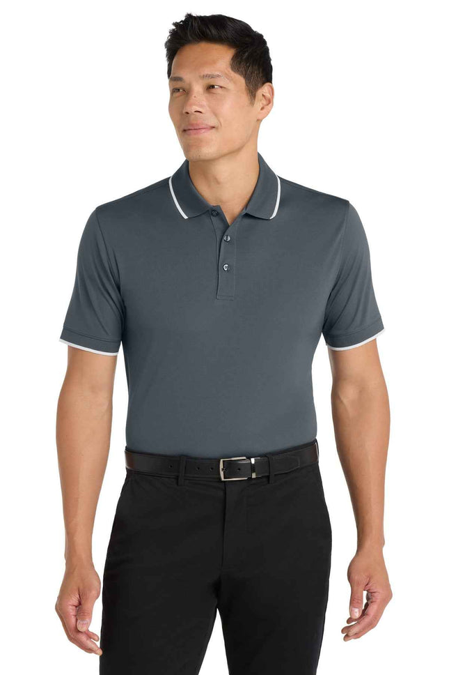 Port Authority Dry Zone UV MicroMesh Tipped Polo K111 Graphite White
