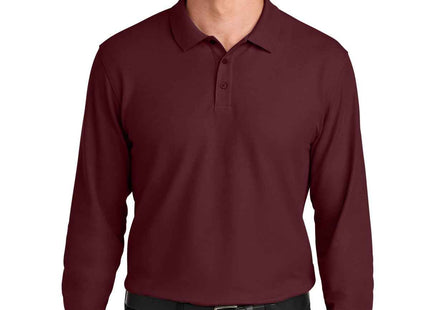 Port Authority Wearever Signature Pique Long Sleeve Polo K200LS Burgundy