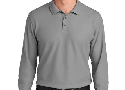 Port Authority Wearever Signature Pique Long Sleeve Polo K200LS Gusty Grey