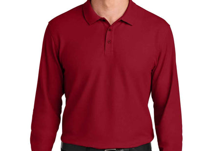 Port Authority Wearever Signature Pique Long Sleeve Polo K200LS Rich Red