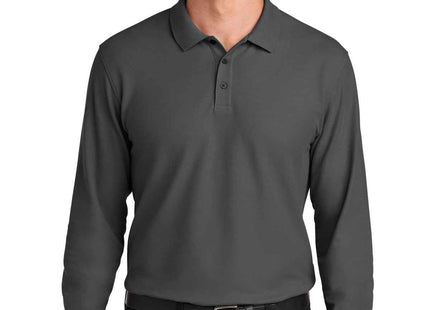 Port Authority Wearever Signature Pique Long Sleeve Polo K200LS Storm Grey