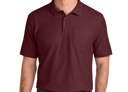 Port Authority Wearever Signature Pique Pocket Polo K200P Burgundy