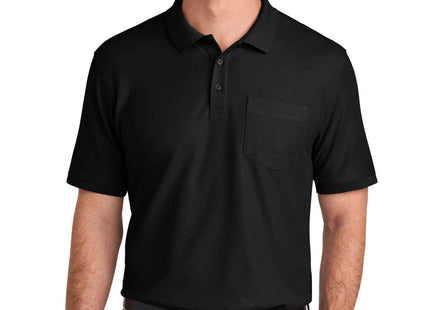 Port Authority Wearever Signature Pique Pocket Polo K200P Deep Black