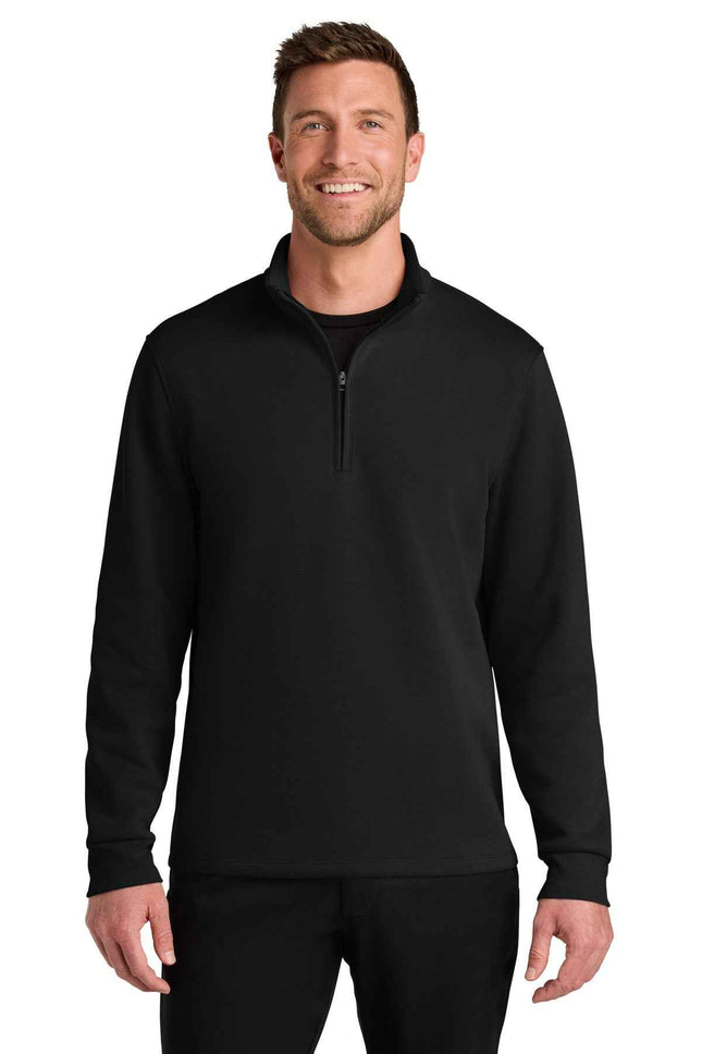 Port Authority Wearever Signature Double Pique 1/4Zip K210 Deep Black