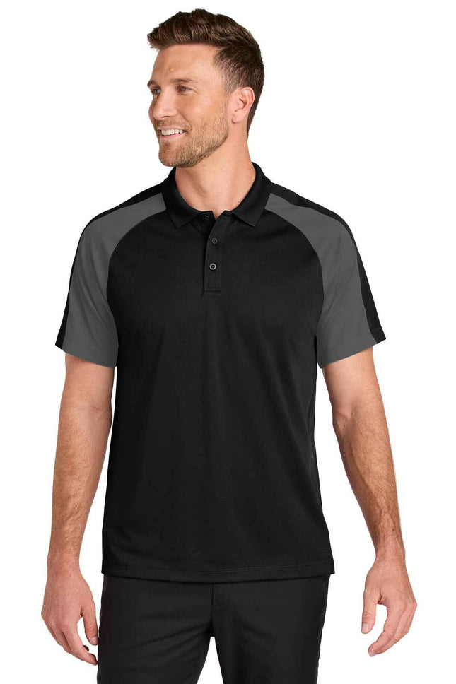 Port Authority Wearever Performance Pique Colorblock Polo K247 Deep Black Storm Grey