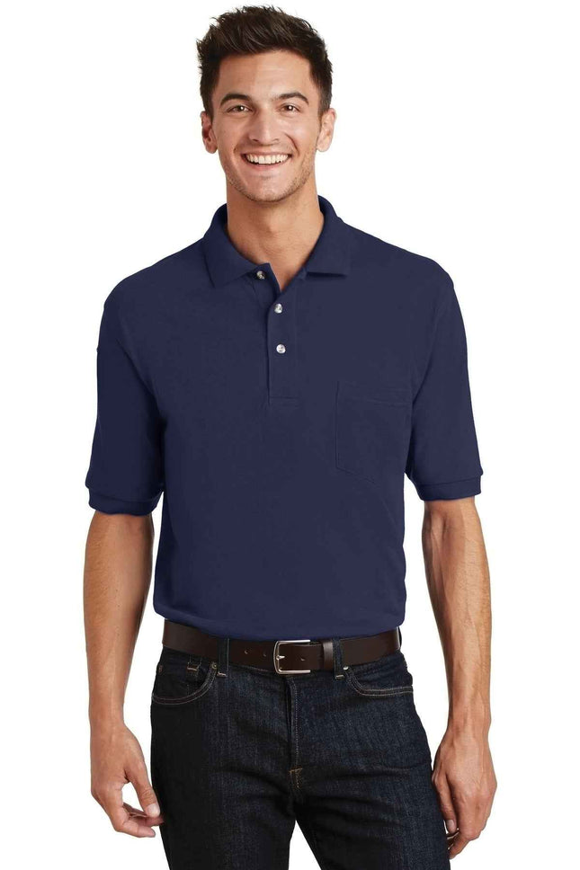 Port Authority Heavyweight Cotton Pique Polo with Pocket K420P Navy