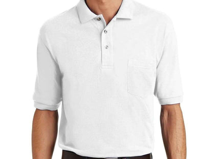 Port Authority Heavyweight Cotton Pique Polo with Pocket K420P White