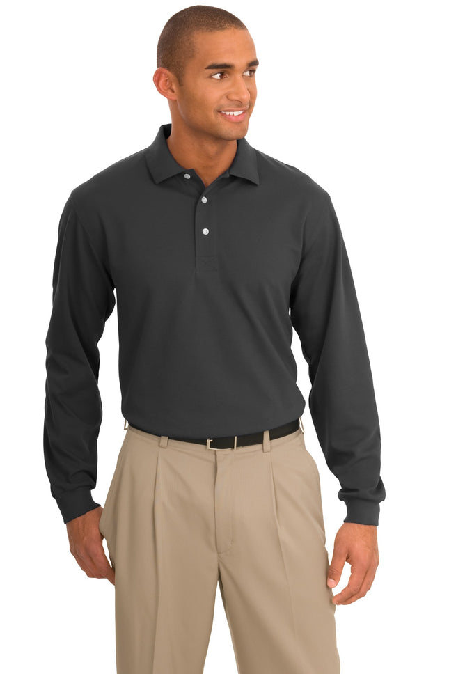 Port Authority Rapid Dry Long Sleeve Polo K455LS Charcoal