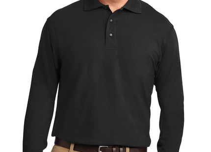 Port Authority Silk Touch Long Sleeve Polo K500LS Black