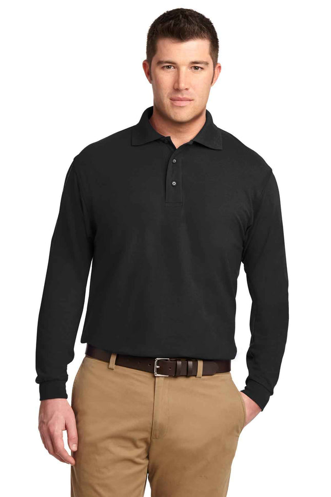 Port Authority Silk Touch Long Sleeve Polo K500LS Black