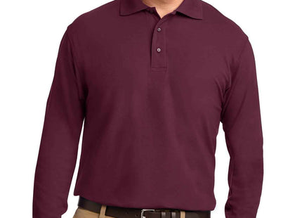 Port Authority Silk Touch Long Sleeve Polo K500LS Burgundy