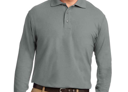 Port Authority Silk Touch Long Sleeve Polo K500LS Cool Grey