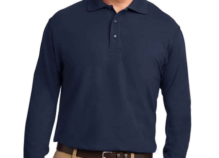 Port Authority Silk Touch Long Sleeve Polo K500LS Navy