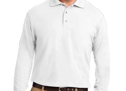 Port Authority Silk Touch Long Sleeve Polo K500LS White