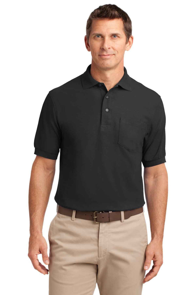 Port Authority Silk Touch Polo with Pocket K500P Black