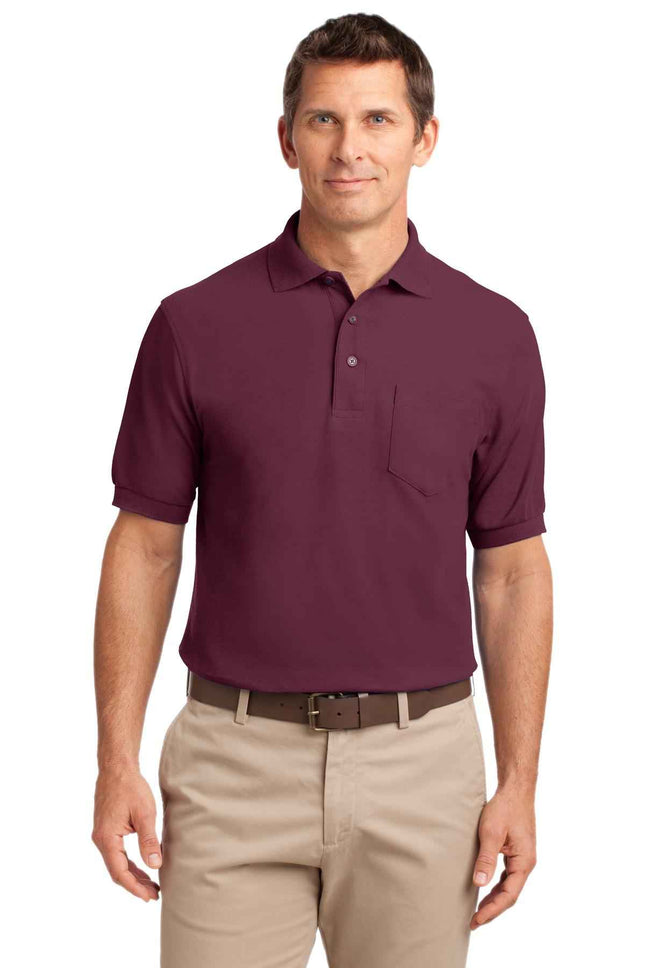 Port Authority Silk Touch Polo with Pocket K500P Burgundy